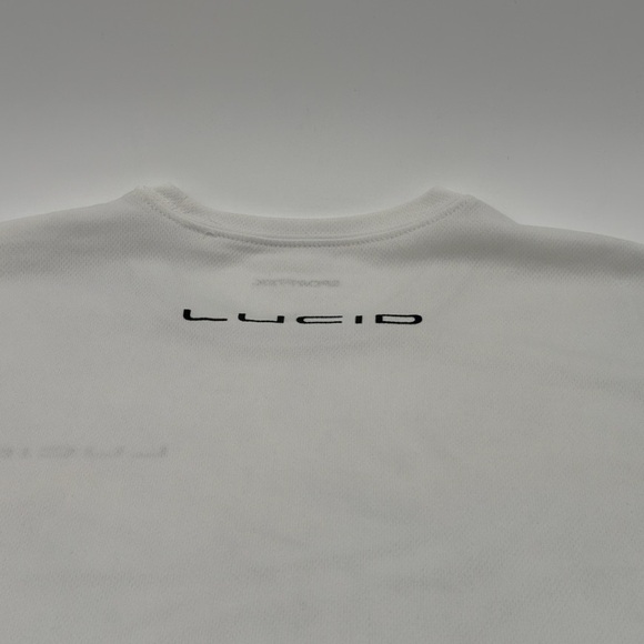 Lucid Motors White Men's T-Shirt size Large crew neck sport tek - Picture 7 of 8